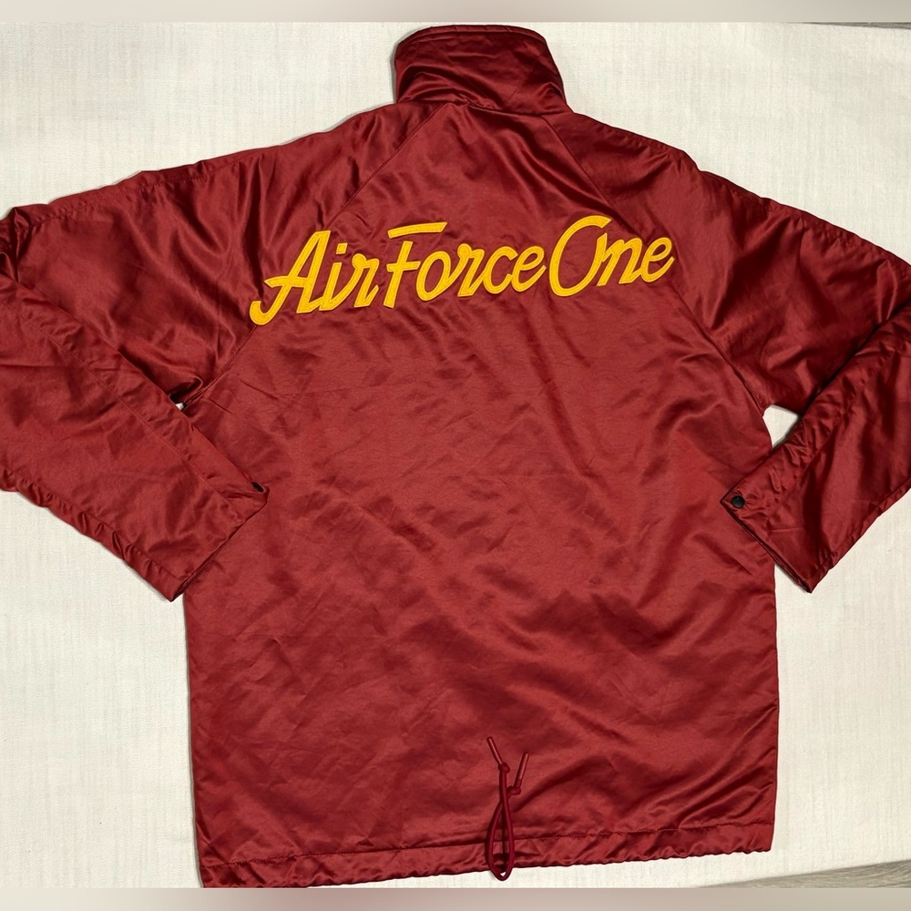 NIKE Mens 'Air Force One' Varsity Satin Jacket Red Size Medium Vintage Retro